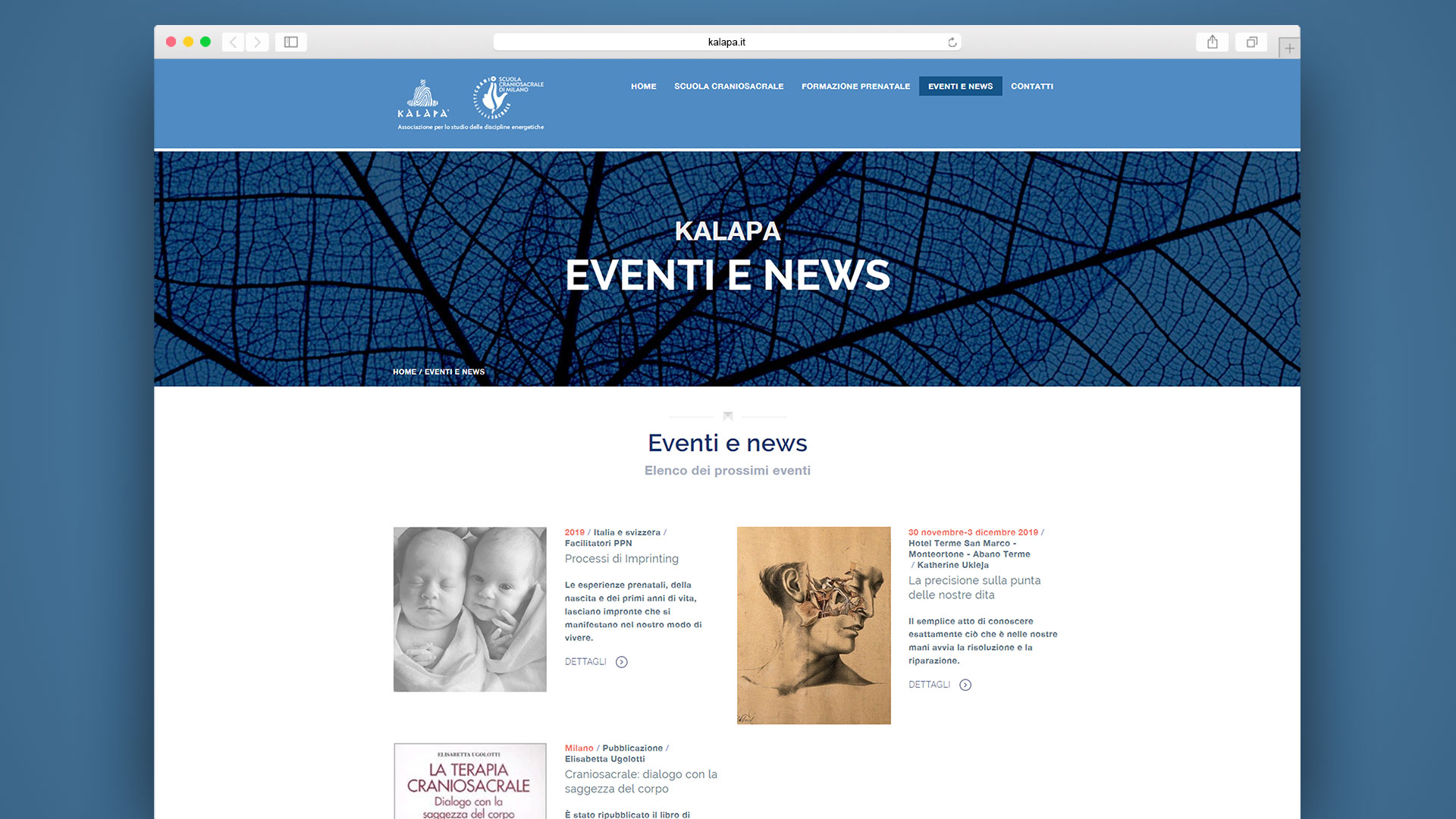 Screen pagina Eventi e News