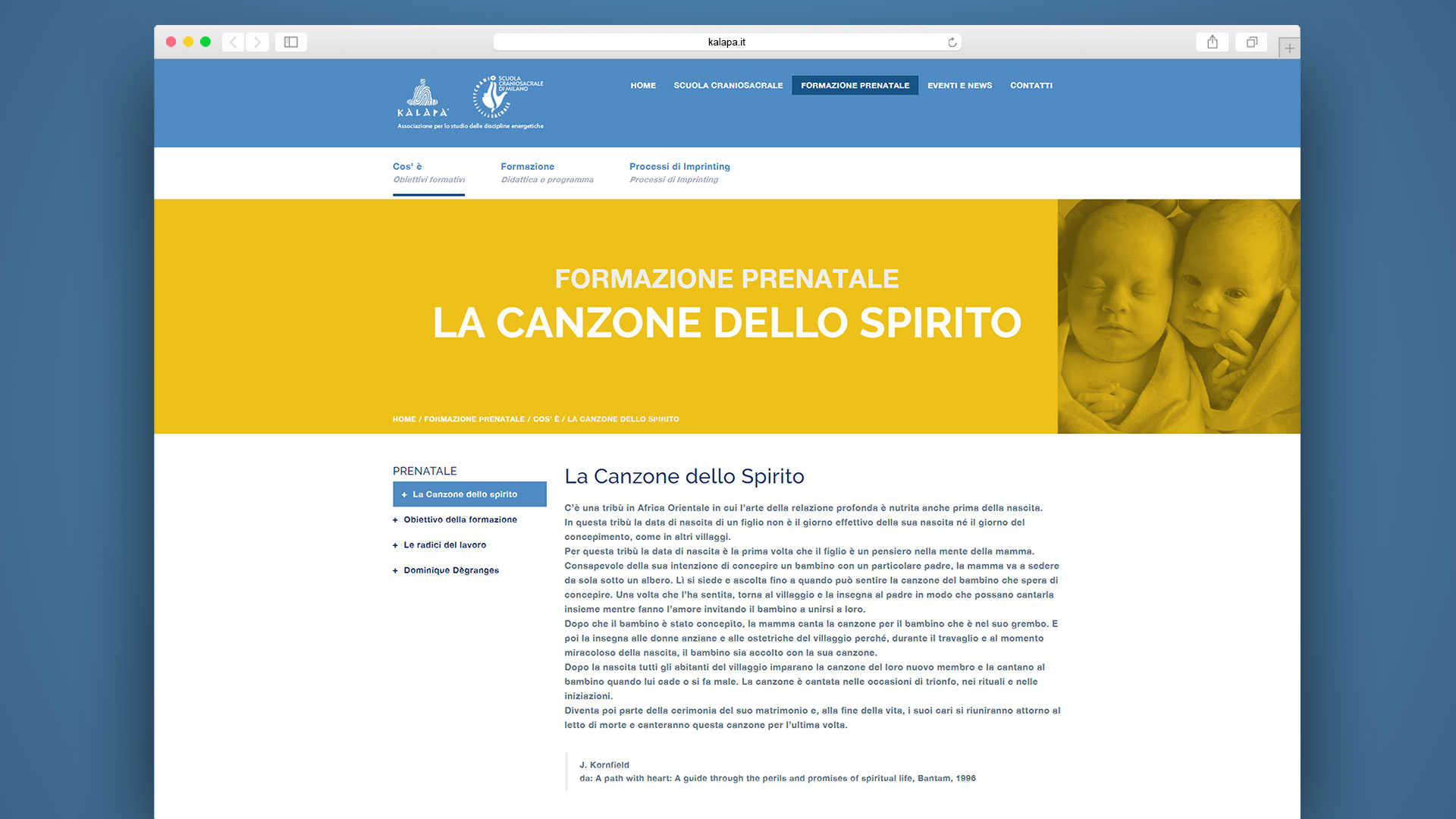 Screen pagina Formazione Prenatale