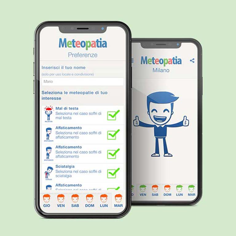 Icone UX e UI per l'app Meteopatia