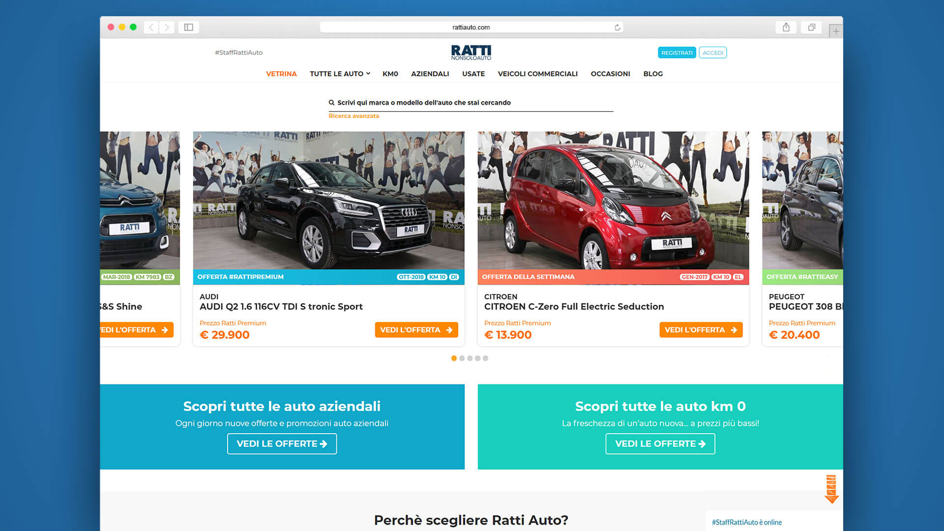 Mockup home page Ratti Auto